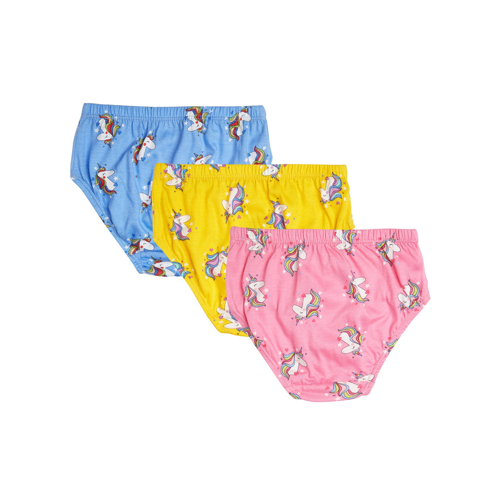 Redrose Baby Girls Cotton Unicorn Printed Briefs | Pack of 3 | Soft & Colorful Innerwear | BABY-77