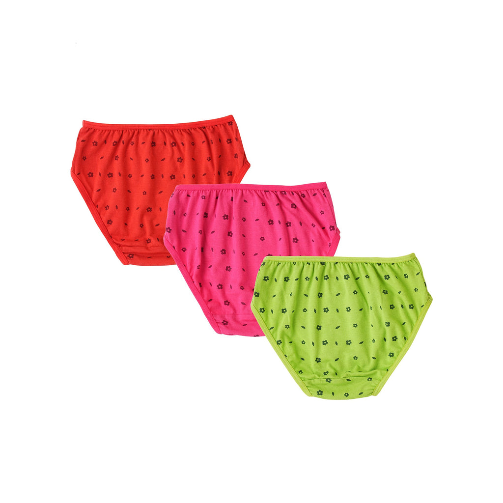 Red Rose Girls' Cotton Printed Briefs – Pack of 3 (Be Happy Edition) | BABY-156