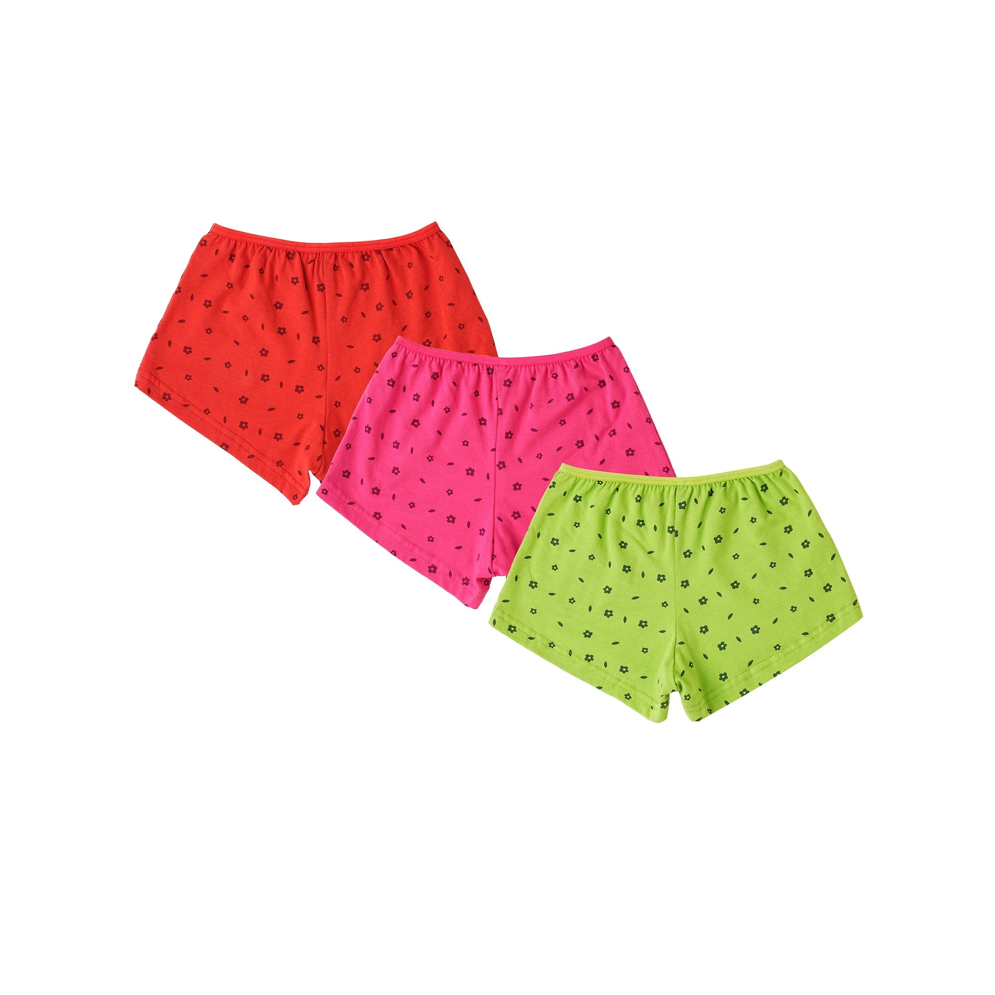 Red Rose Girls' Cotton Printed Boxer Shorts – Pack of 3 (Smart Girl Edition) | BABY-155