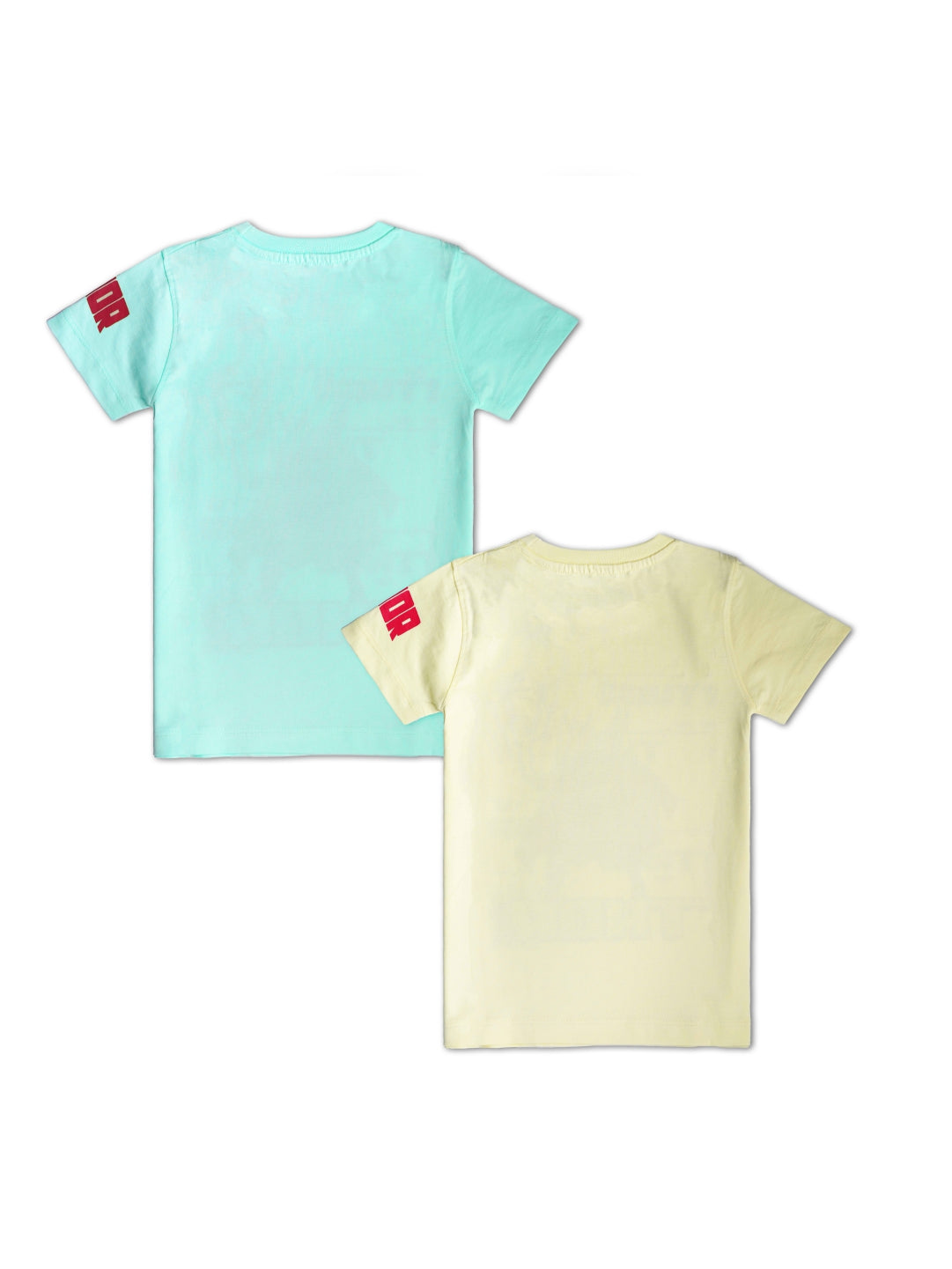 TS 31 Cartoon, Printed Cotton Regular T Shirt (CREAM & SKY BLUE Pack of 2)