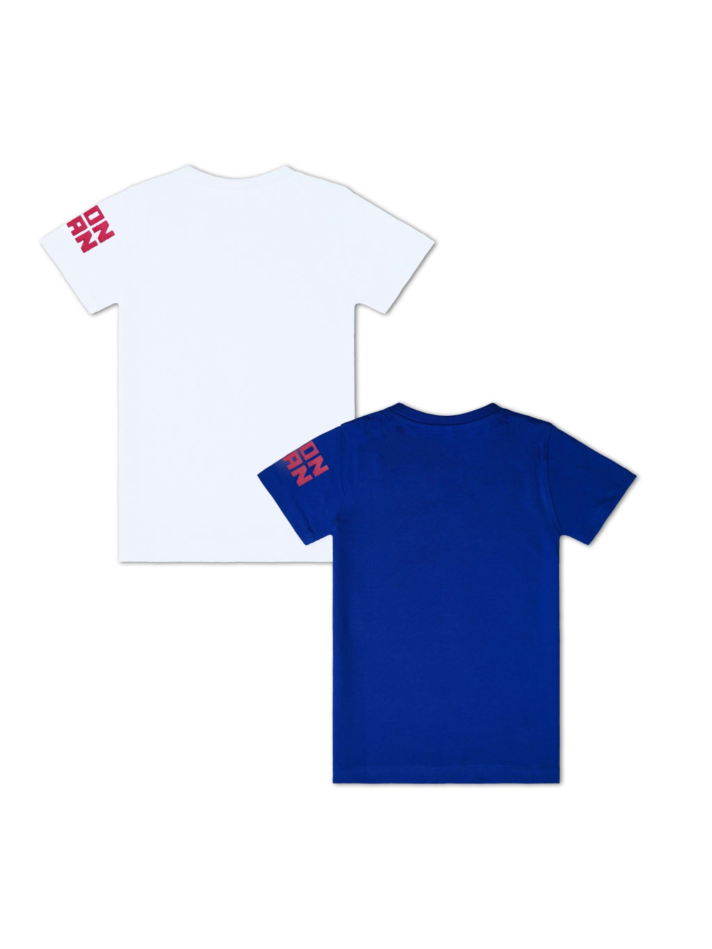 TS 33 Cartoon, Printed Cotton Regular T Shirt (WHITE & BLUE Pack of 2)