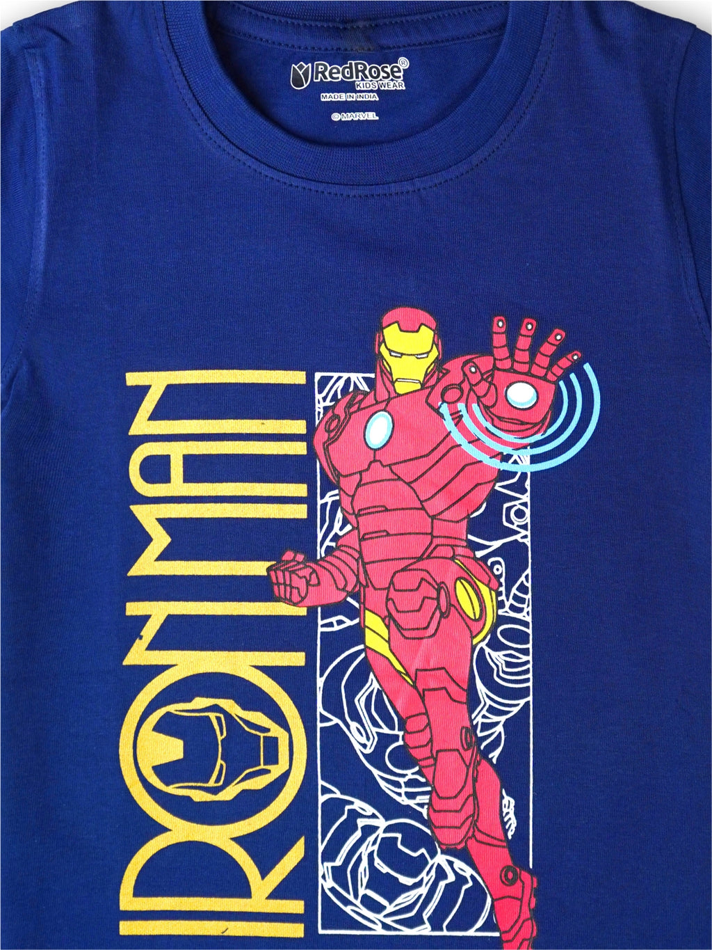 TS 33 Cartoon, Printed Cotton Regular T Shirt (WHITE & BLUE Pack of 2)