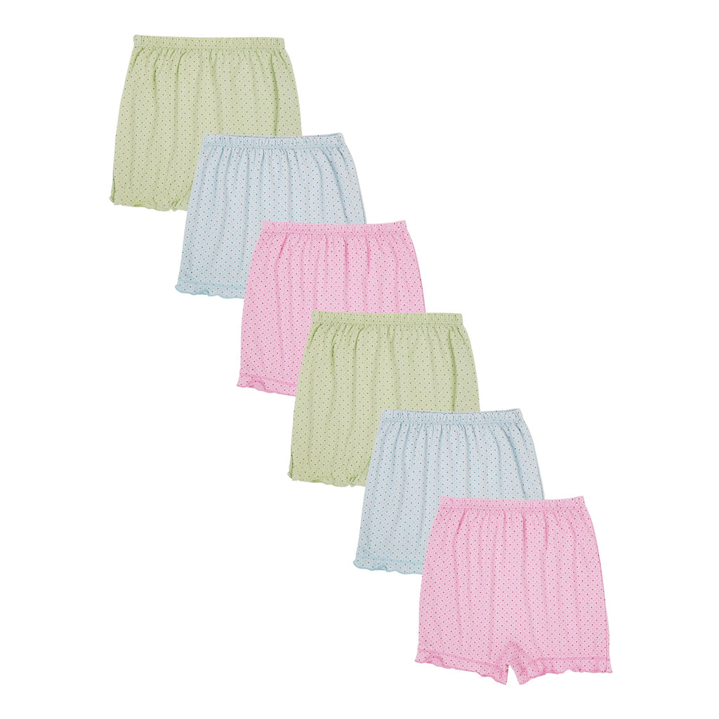 Redrose Girls' Polka Dot Printed Bloomers – Pack of 6 | Soft Cotton Comfort 🌸👧 | BLM-235