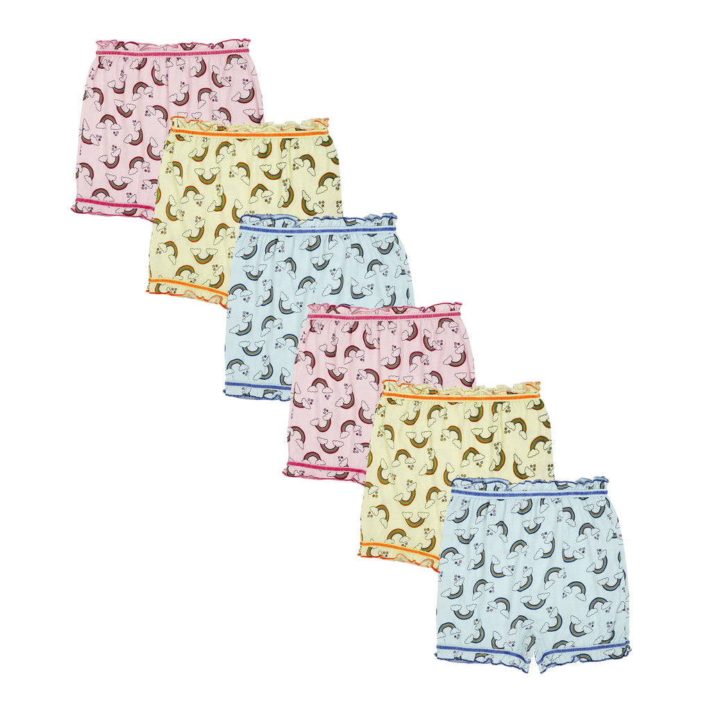 🧜‍♀️ Redrose Girls Rainbow Print Cotton Bloomers – Pack of 6 | Soft, Cute & Comfy Everyday Wear 👧 | BLM-224