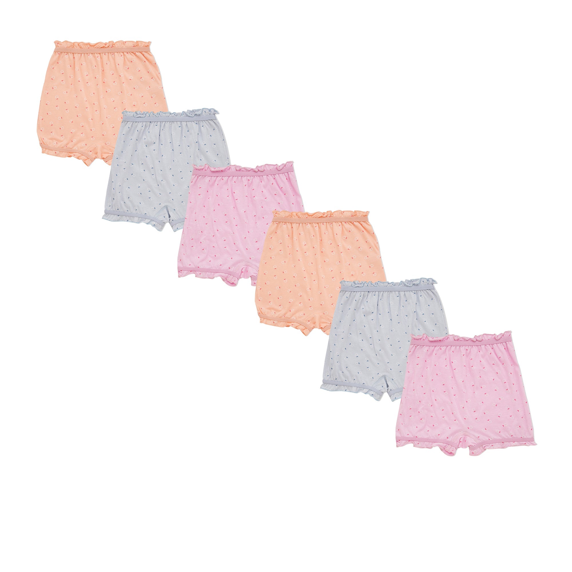 Redrose Girls' Soft Cotton Printed Bloomers – Pack of 6 | Frill Hem Design 🌼👧 | BLM-233