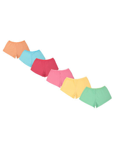 Girls' Printed Boxer Shorts – Pack of 6 | Soft Cotton Innerwear by Redrose | BABY-126