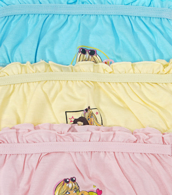 Redrose Girls Cotton Bloomers – Pack of 3 (Barbie Print, Soft Colors) | BLM-207