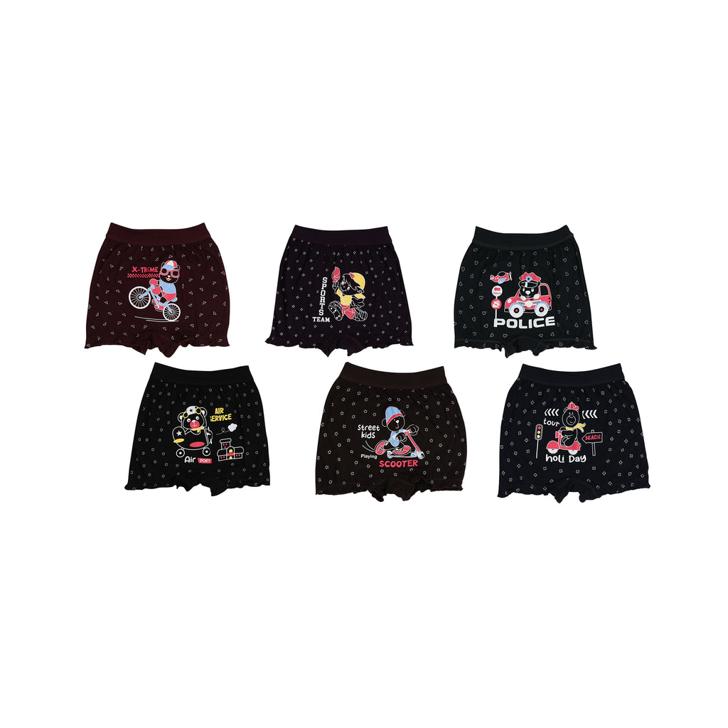 Red Rose BLM 232 Boys Printed Boxer Shorts, Soft & Comfortable Innerwear, Pack of 6