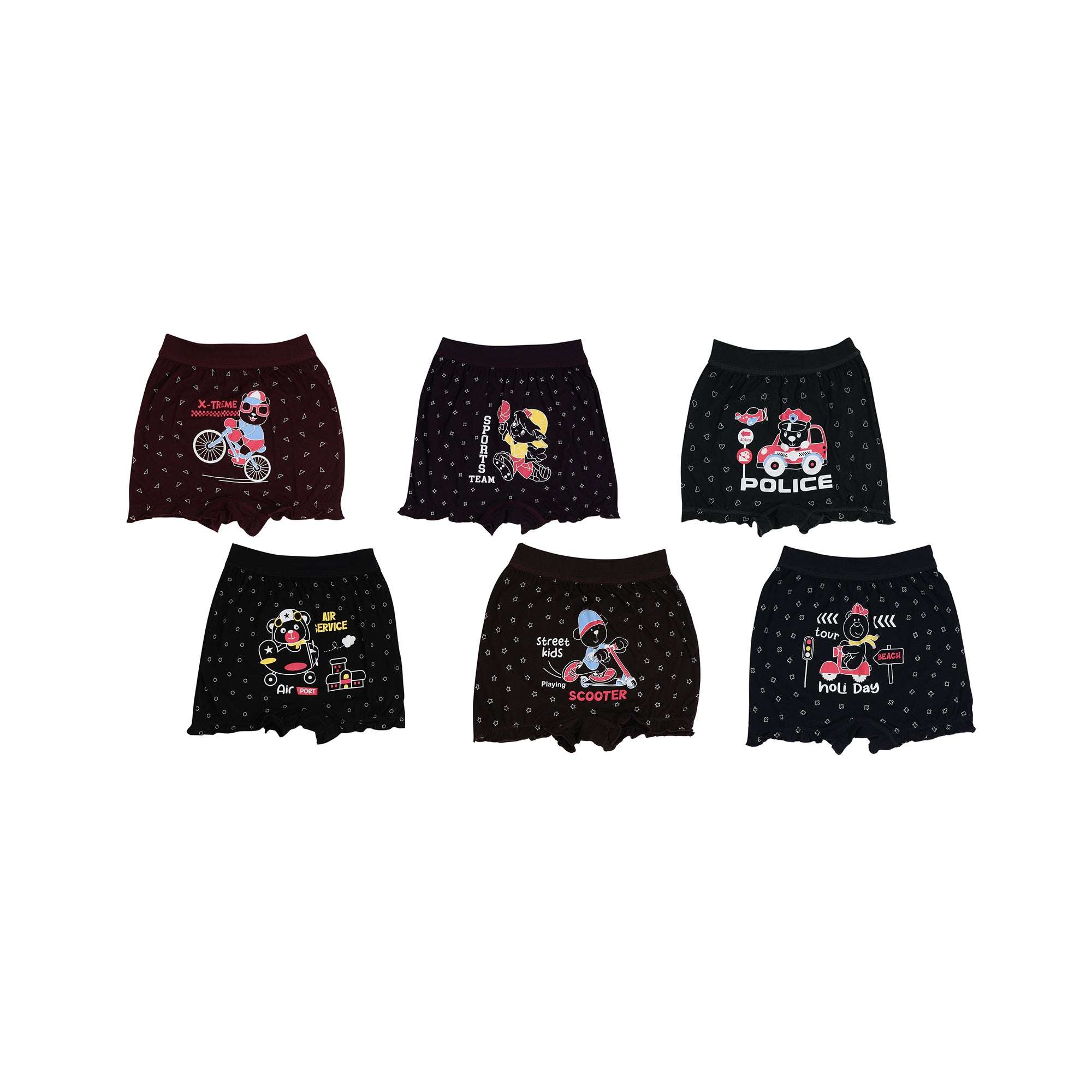 Red Rose BLM 232 Boys Printed Boxer Shorts, Soft & Comfortable Innerwear, Pack of 6
