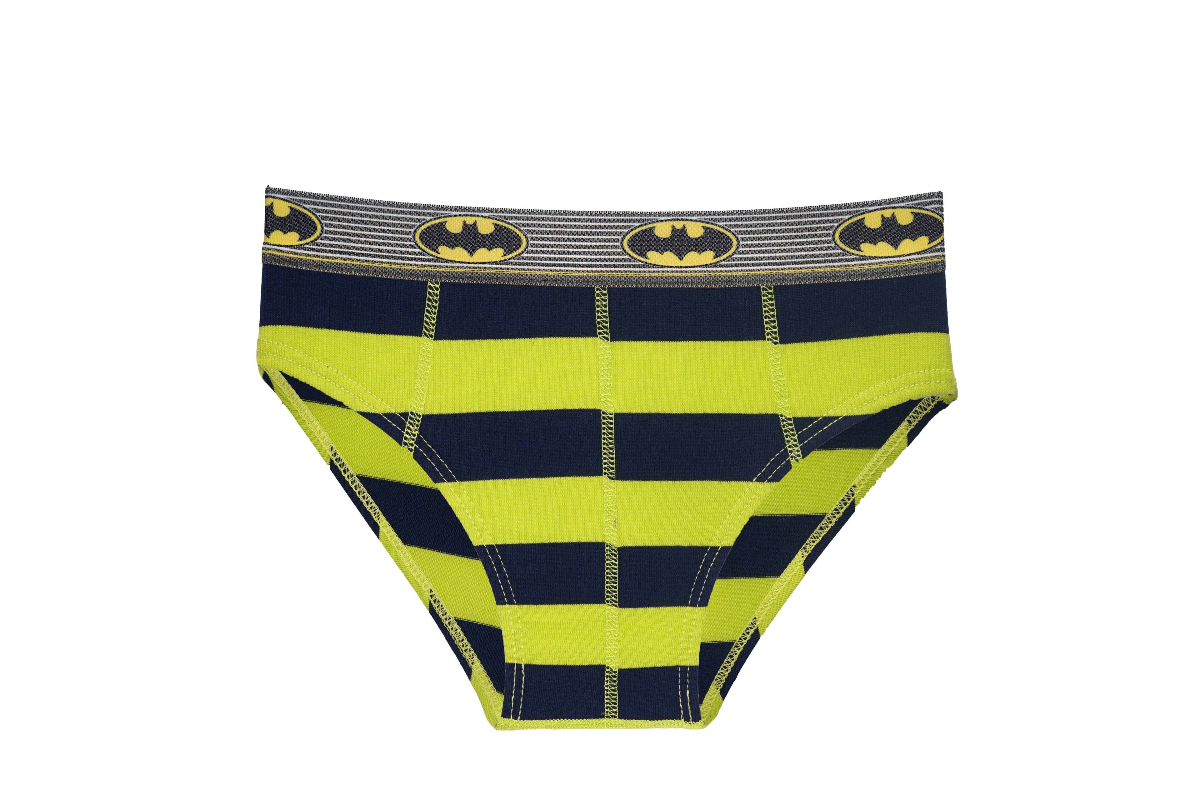 Boys' Batman Striped Briefs (Pack of 6) – Cotton Lycra with Logo Waistband | JR-81