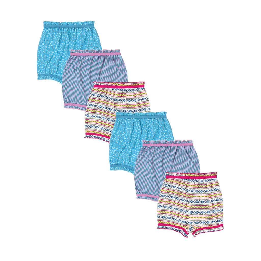 BLM 238| Red rose Girls' Cartoon Print Bloomers – Pack of 6 | Soft Cotton Comfort for Everyday Wear