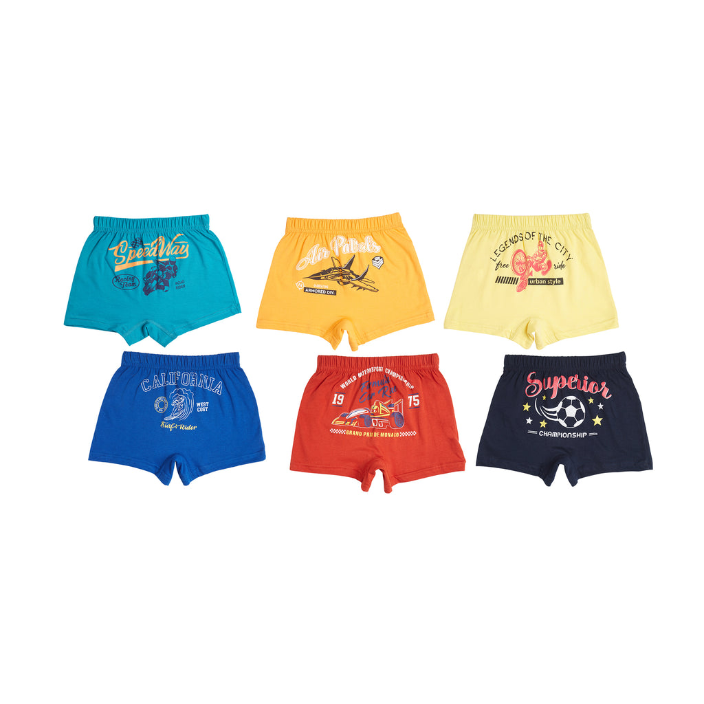 Red rose Cool Printed Cotton Trunks for Boys| JR-531 Multicolor Pack 6