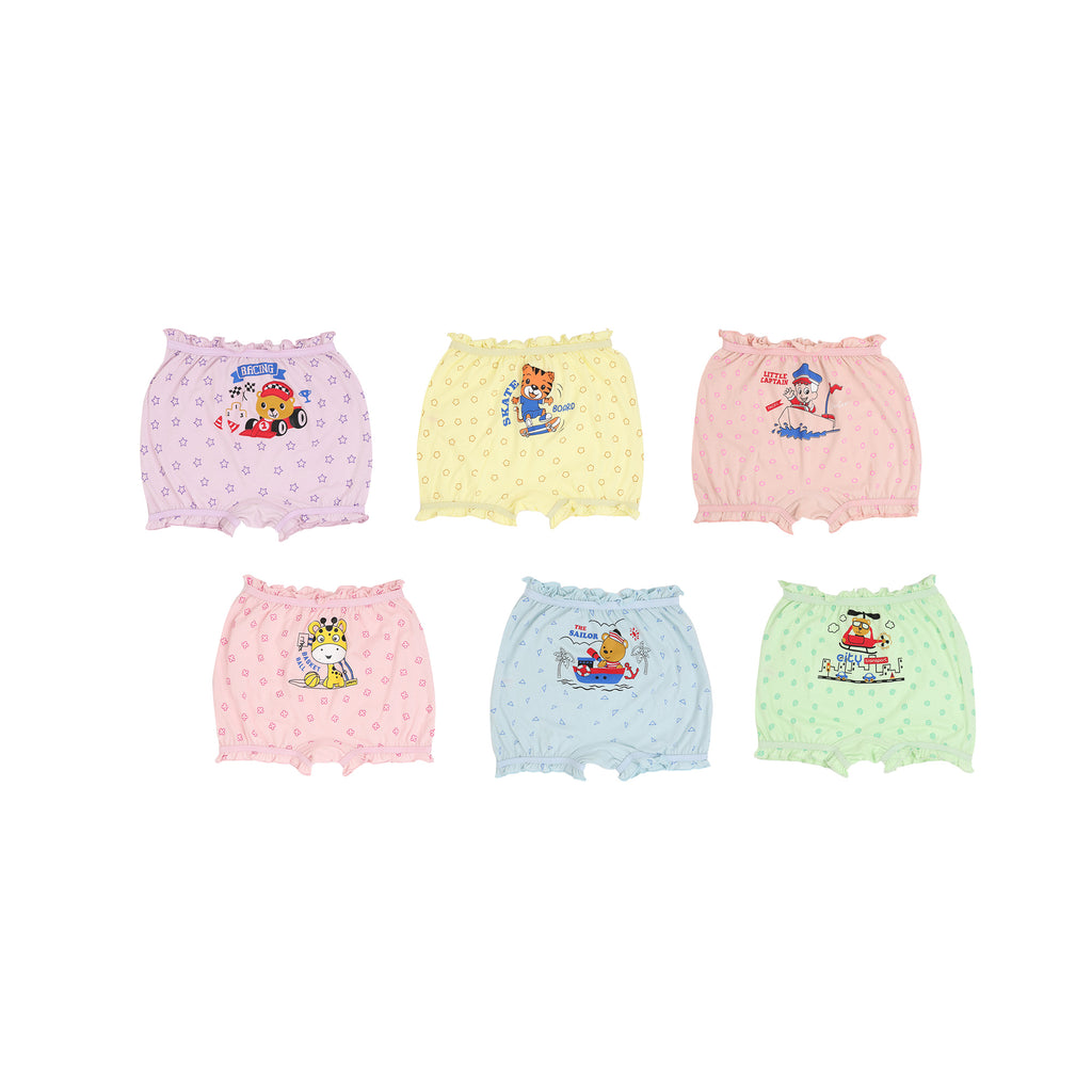 BLM 244|Redrose Girls' Cartoon Print Bloomers – Pack of 6 | Soft Cotton Comfort for Everyday Wear 🦄🌈