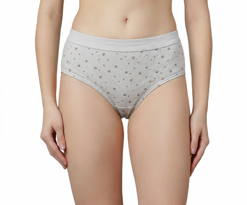 Women’s Ribbed Waist Cotton Panties – Soft & Breathable Printed Briefs for Everyday Comfort (Pack of 3)