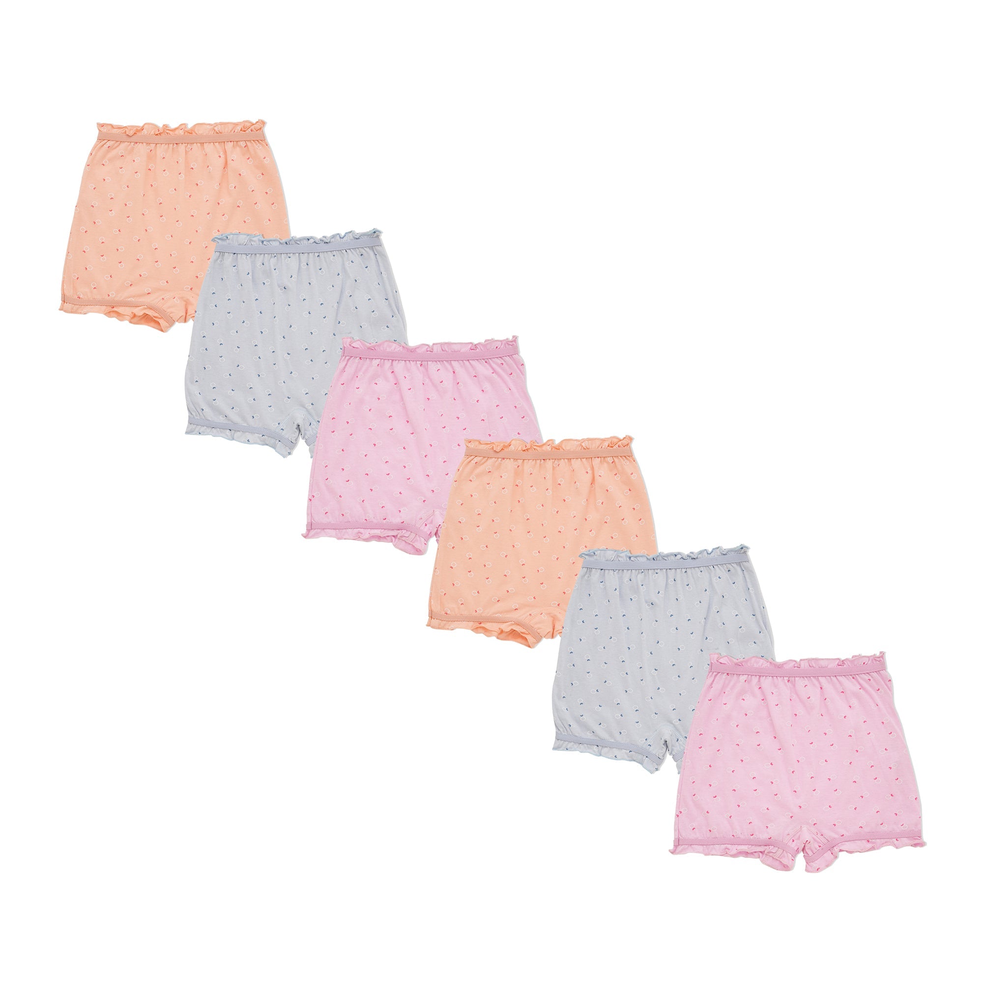 Redrose Girls' Soft Cotton Printed Bloomers – Pack of 6 | Frill Hem Design 🌼👧 | BLM-233