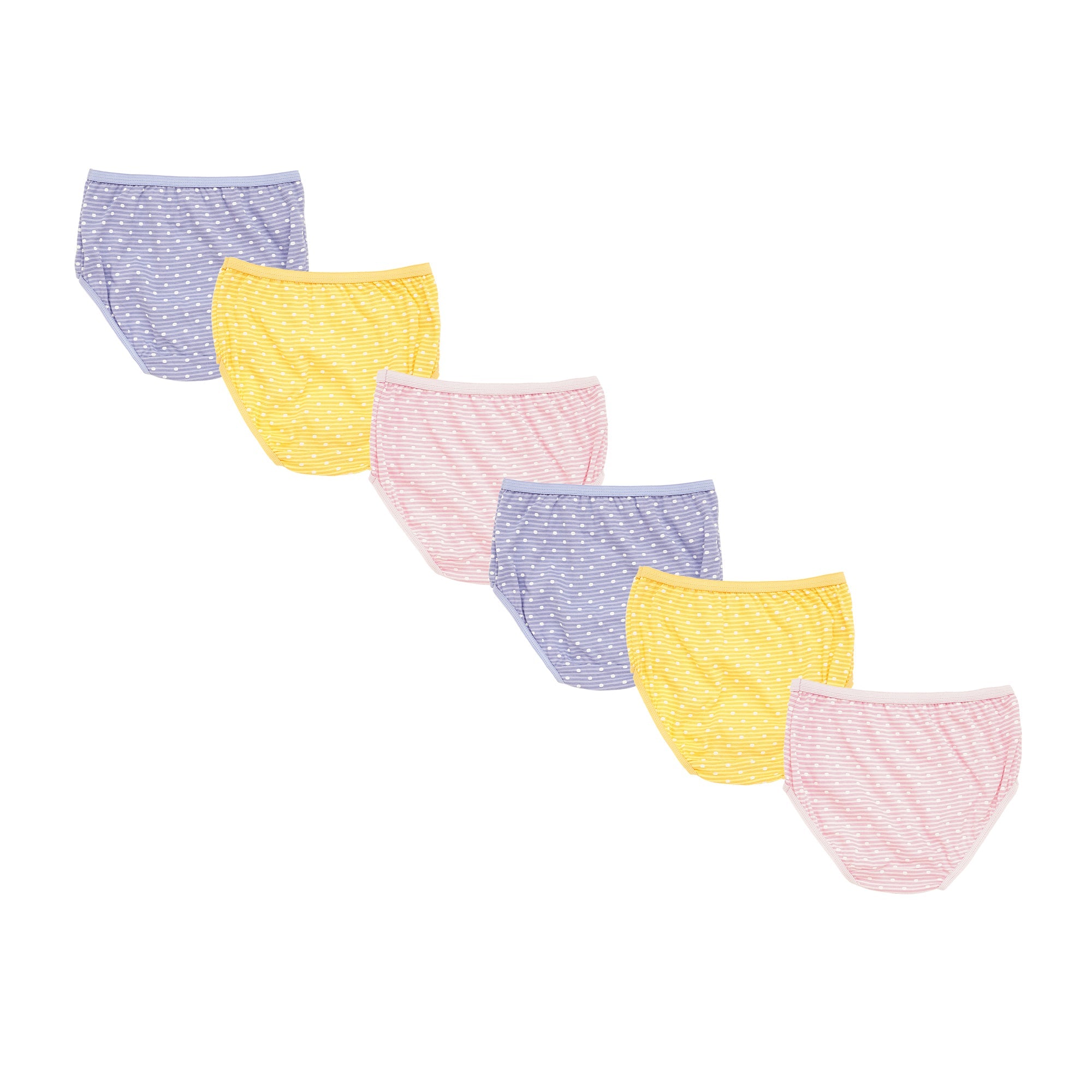 Redrose Girls' Striped Cotton Panties – Pack of 6 | Soft & Breathable Daily Innerwear | BABY-18