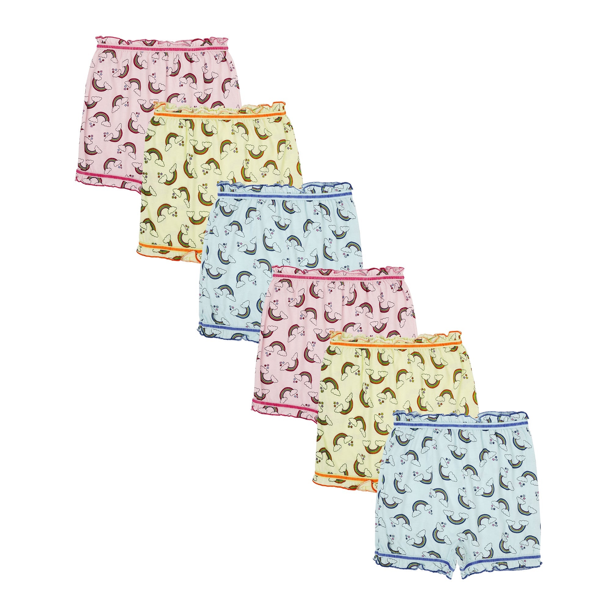 🧜‍♀️ Redrose Girls Rainbow Print Cotton Bloomers – Pack of 6 | Soft, Cute & Comfy Everyday Wear 👧 | BLM-224