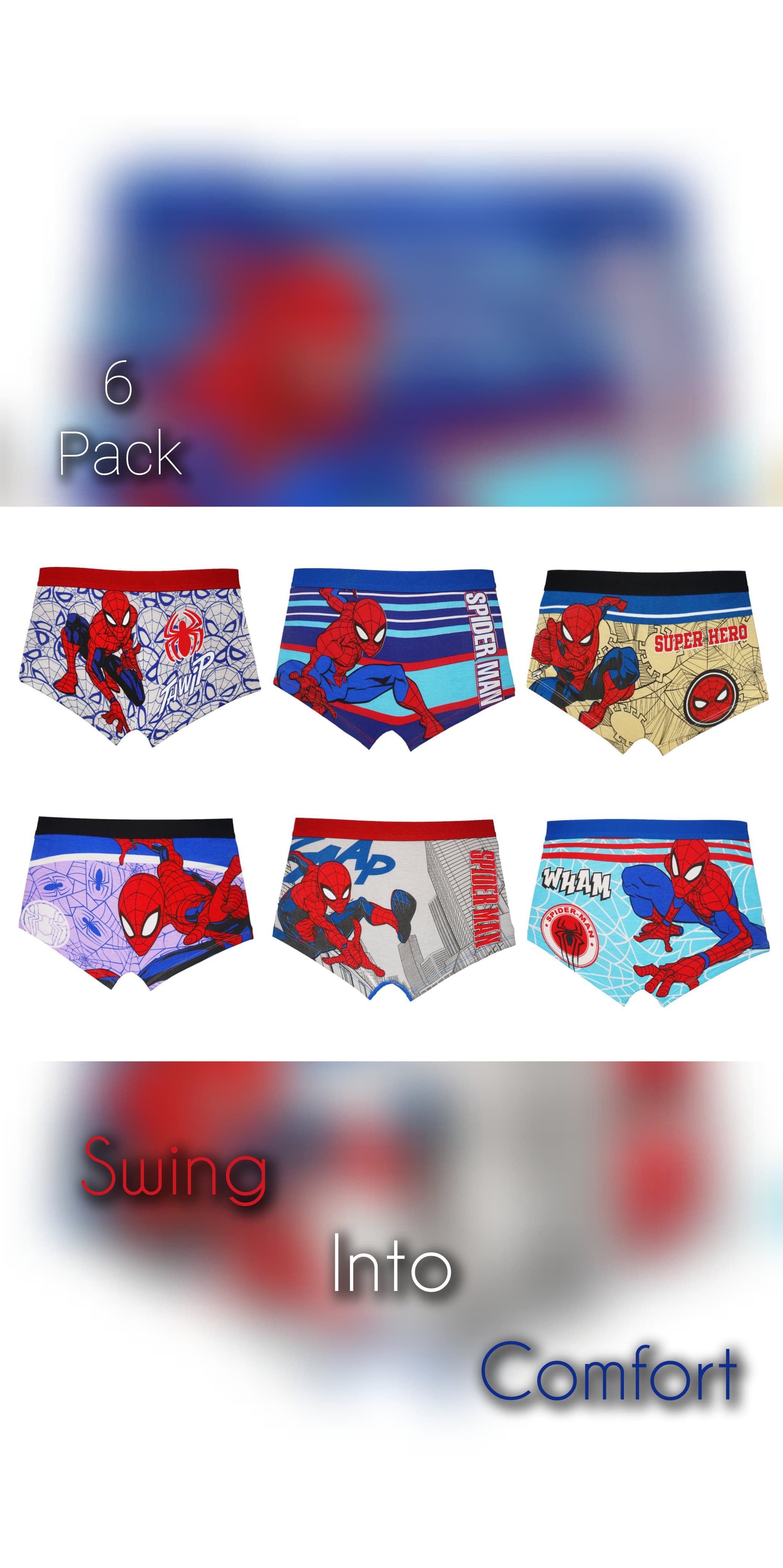 Marvel Spider-Man Boys' Cotton Boxer Briefs - Pack of 6 (Multicolor) | JR-527