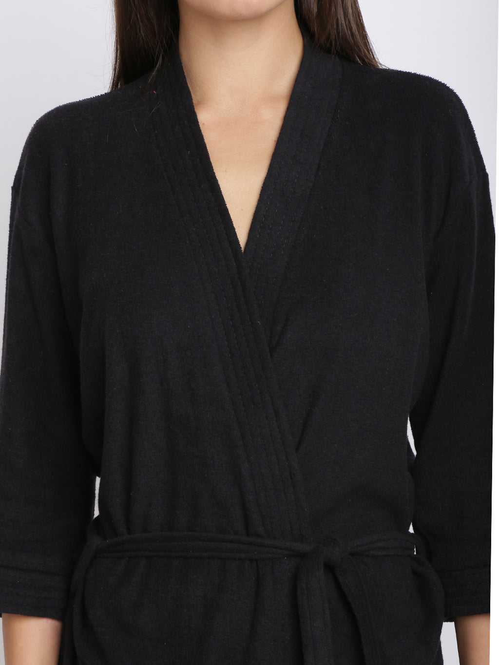 Unisex Soft Knee-Length Bathrobe with Belt, Comfortable Loungewear