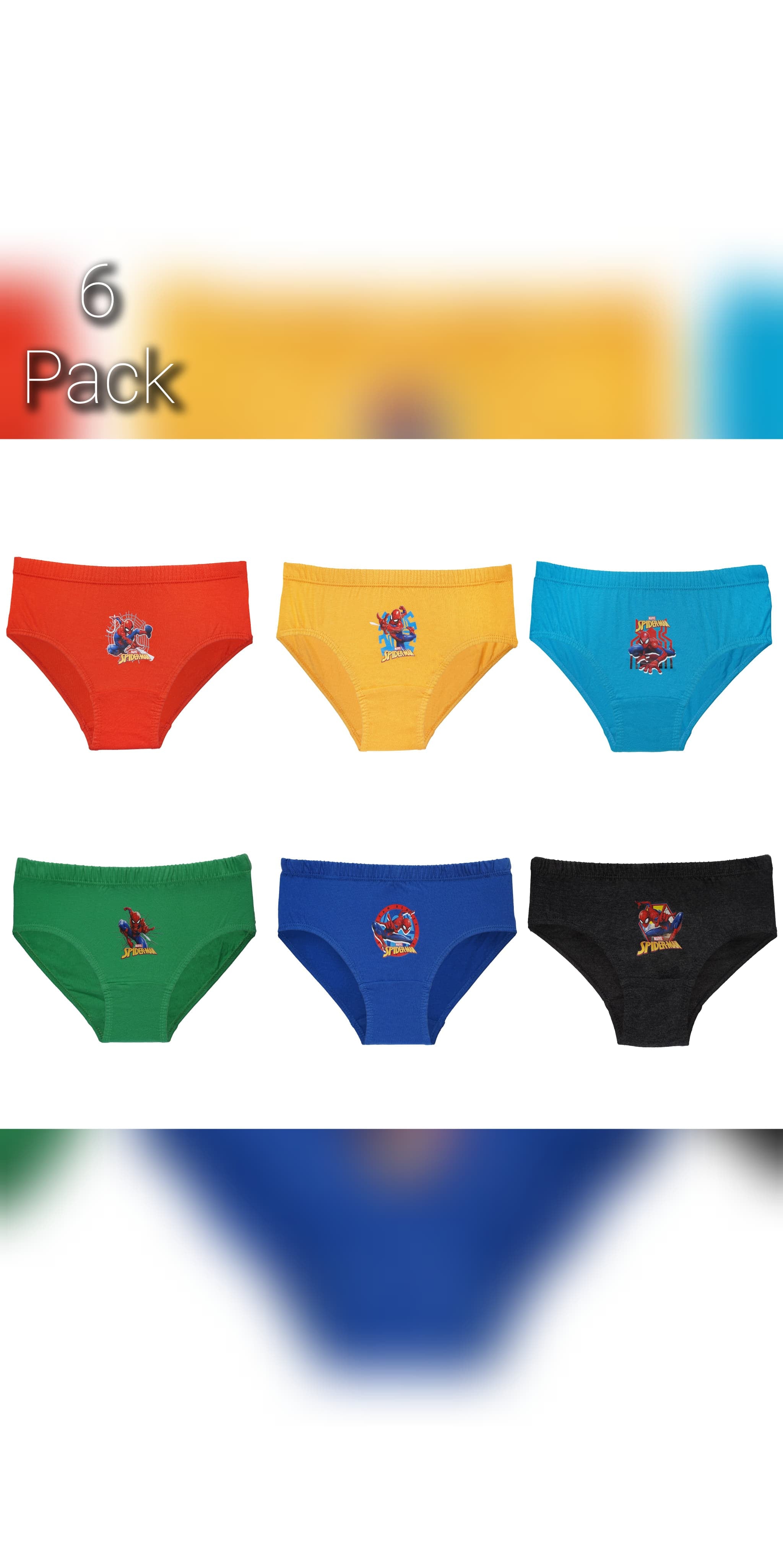 Boys’ Spiderman Briefs – 6-Pack 100% Cotton Underwear | JR-602