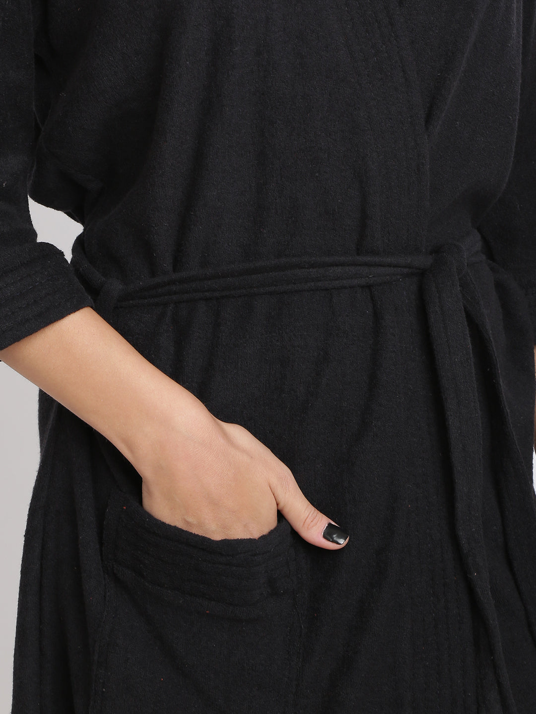 Unisex Soft Knee-Length Bathrobe with Belt, Comfortable Loungewear