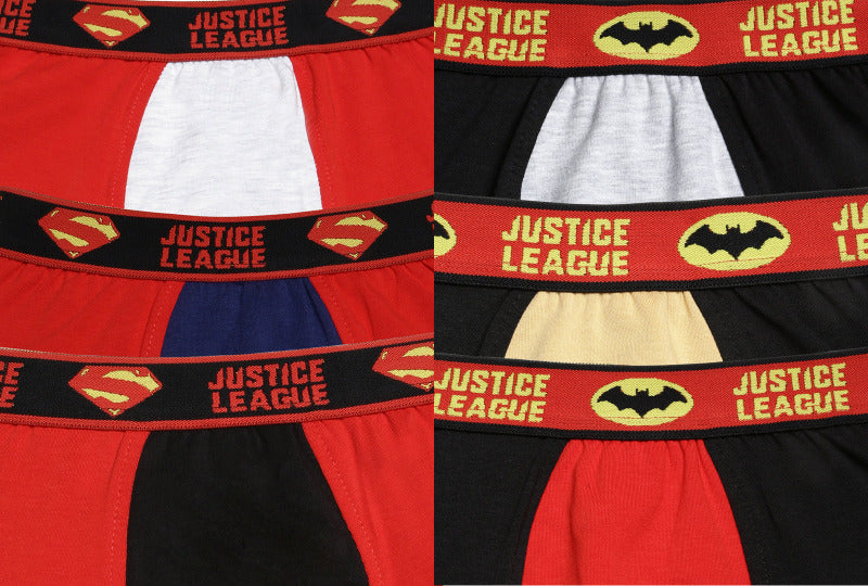 Redrose Boys Innerwear Justice League Boxer Briefs – Pack of 6 | Batman & Superman Waistband Edition | JR-94