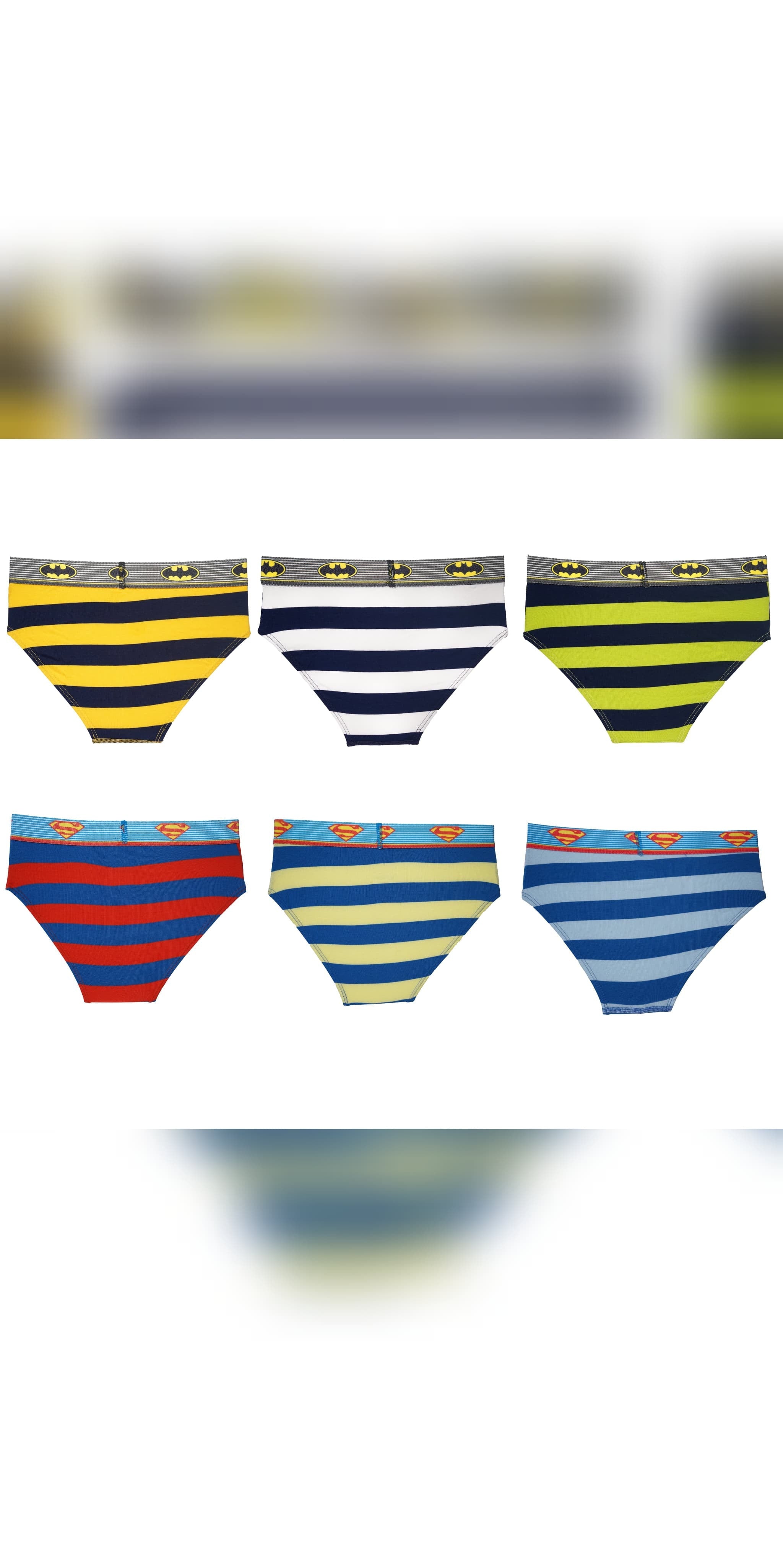 Boys' Batman Striped Briefs (Pack of 6) – Cotton Lycra with Logo Waistband | JR-81