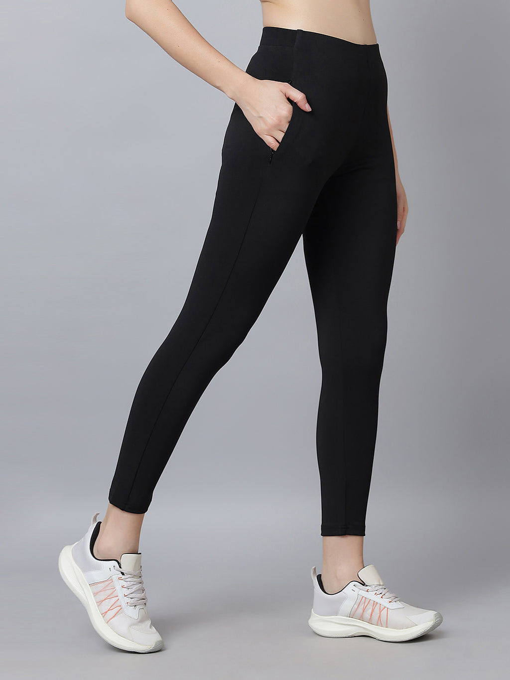 Active 004 High-Rise Yoga Leggings for Women, Flattering Fit Workout Tights with 4-Way Stretch Poly-Spandex & Mobility Gusset