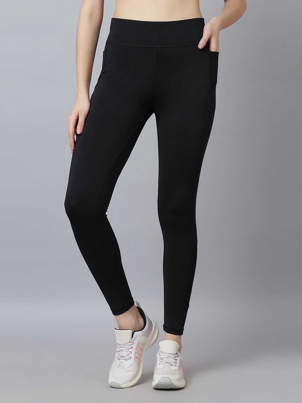 Active 001 High-Rise Yoga Leggings for Women, Flattering Fit Workout Tights with 4-Way Stretch Poly-Spandex & Mobility Gusset