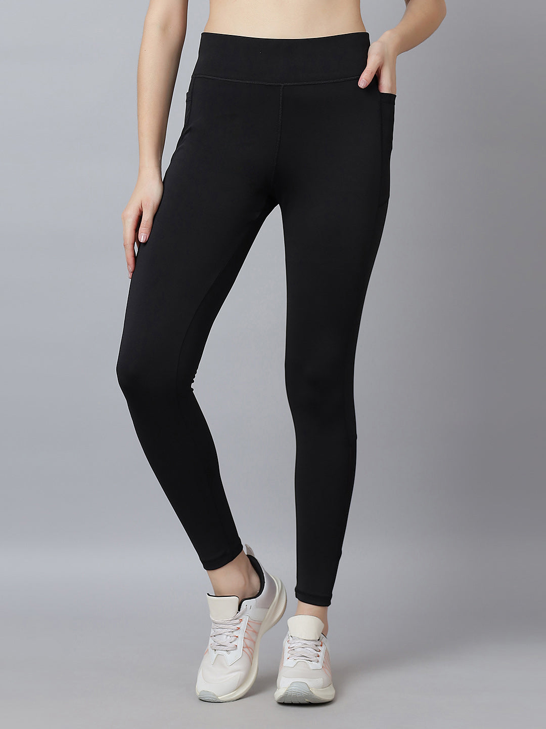 Active 001 High-Rise Yoga Leggings for Women, Flattering Fit Workout Tights with 4-Way Stretch Poly-Spandex & Mobility Gusset