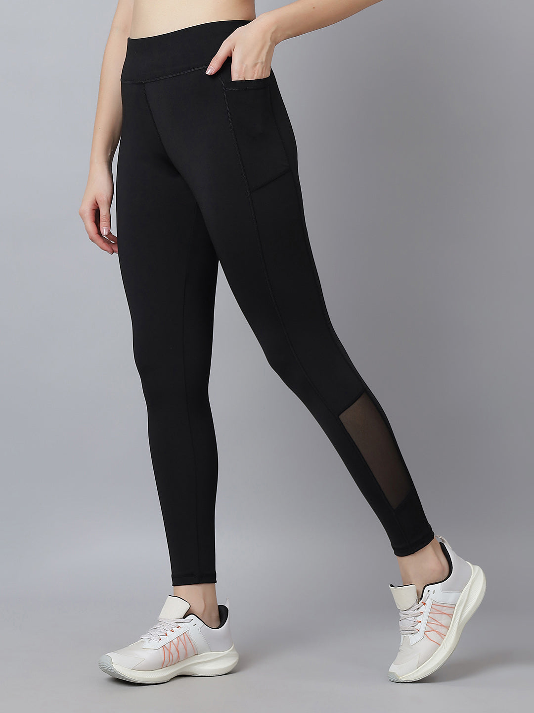 Active 001 High-Rise Yoga Leggings for Women, Flattering Fit Workout Tights with 4-Way Stretch Poly-Spandex & Mobility Gusset