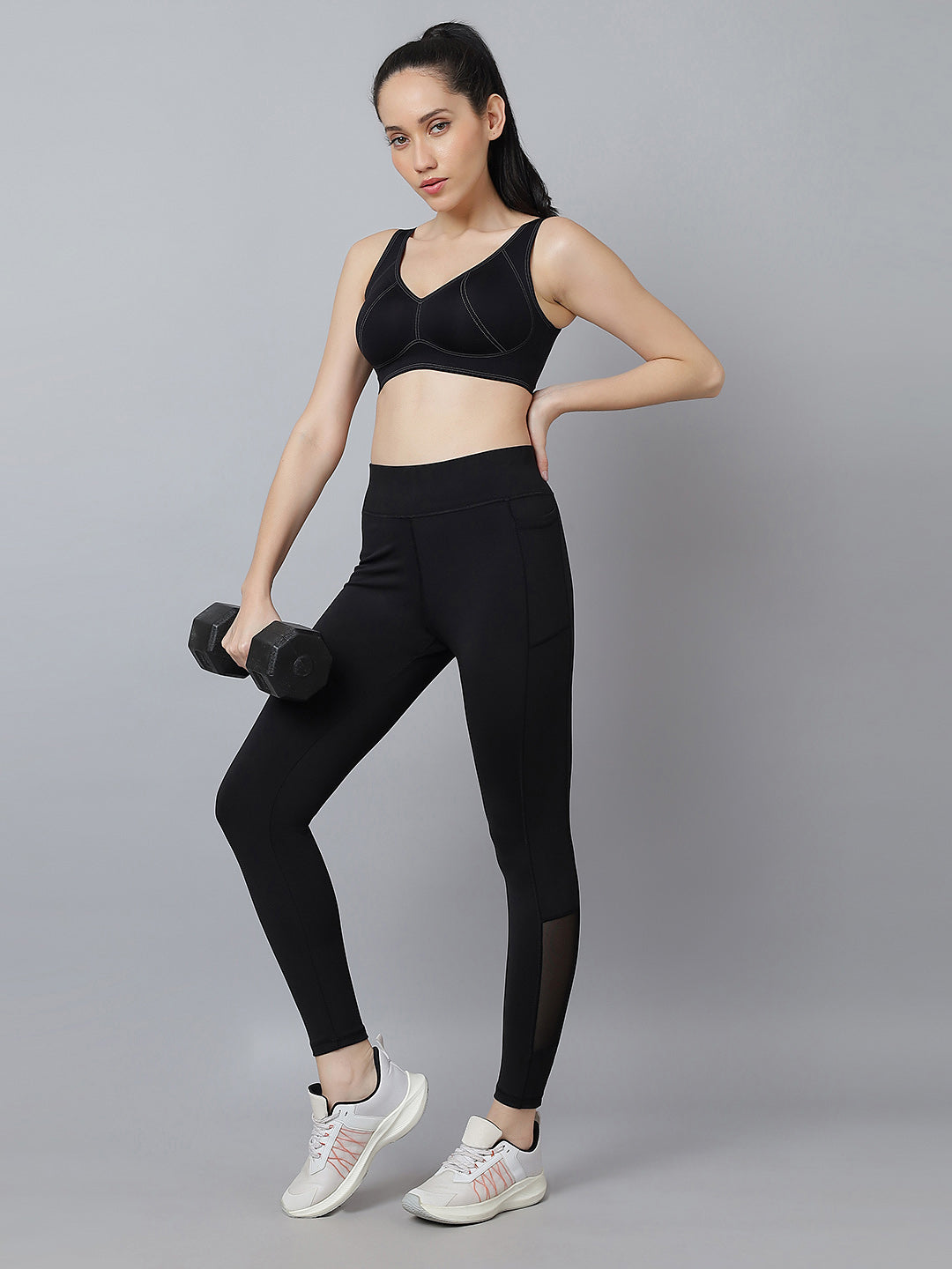 Active 001 High-Rise Yoga Leggings for Women, Flattering Fit Workout Tights with 4-Way Stretch Poly-Spandex & Mobility Gusset