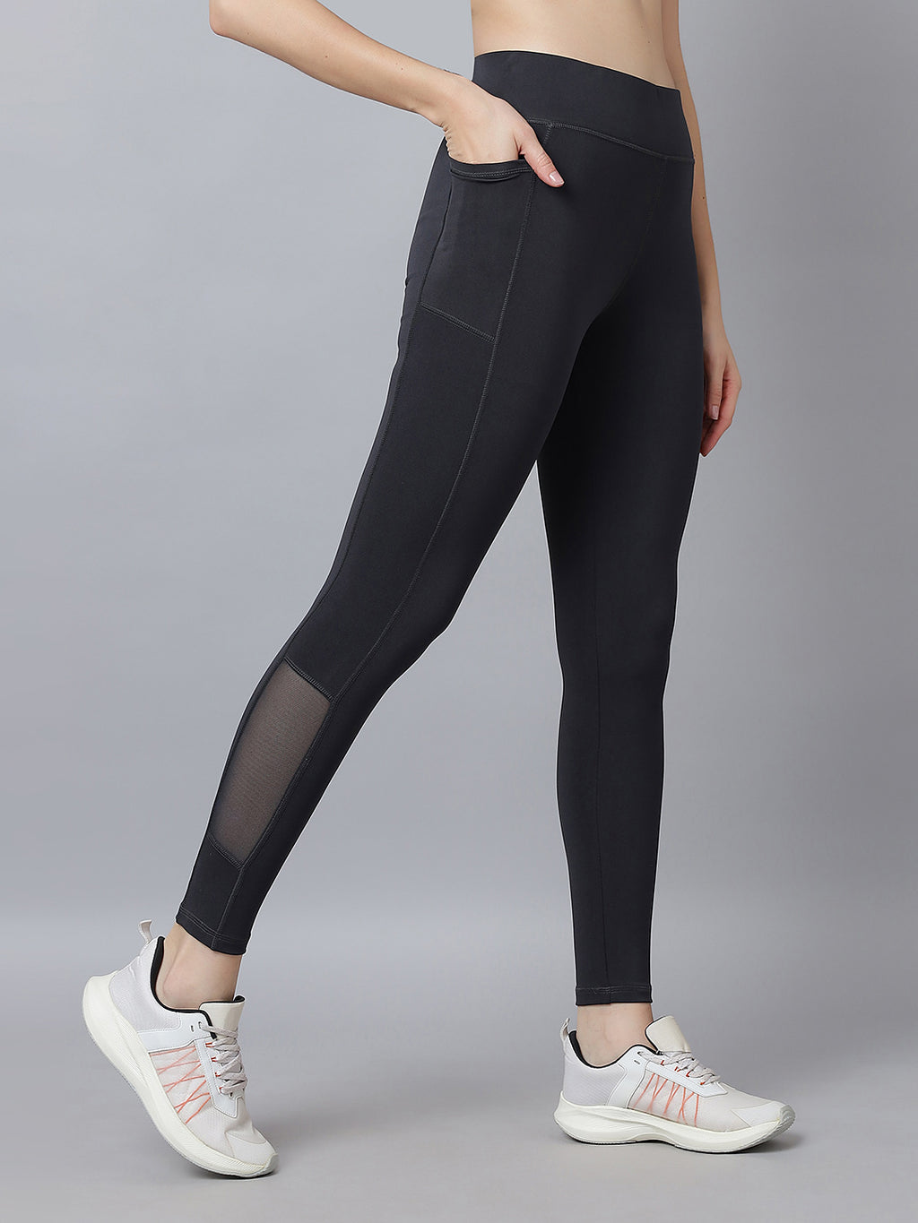 Active 001 High-Rise Yoga Leggings for Women, Flattering Fit Workout Tights with 4-Way Stretch Poly-Spandex & Mobility Gusset
