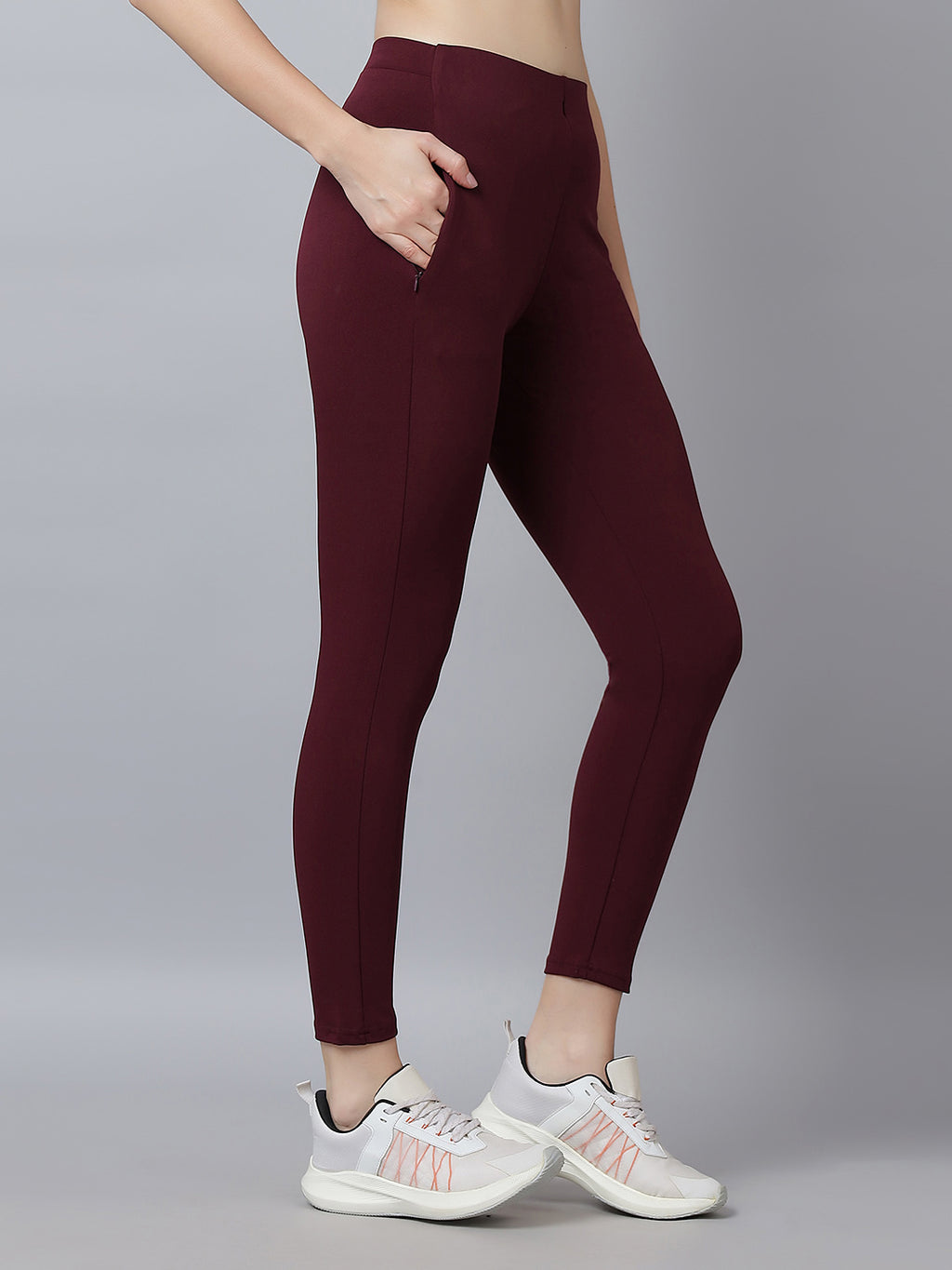 Active 004 High-Rise Yoga Leggings for Women, Flattering Fit Workout Tights with 4-Way Stretch Poly-Spandex & Mobility Gusset