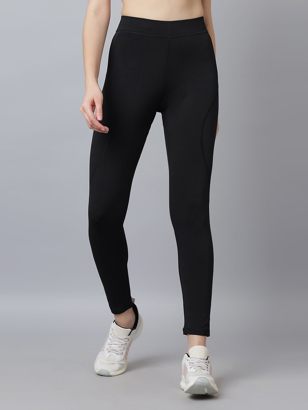 Active 002 High-Rise Yoga Leggings for Women, Flattering Fit Workout Tights with 4-Way Stretch Poly-Spandex & Mobility Gusset