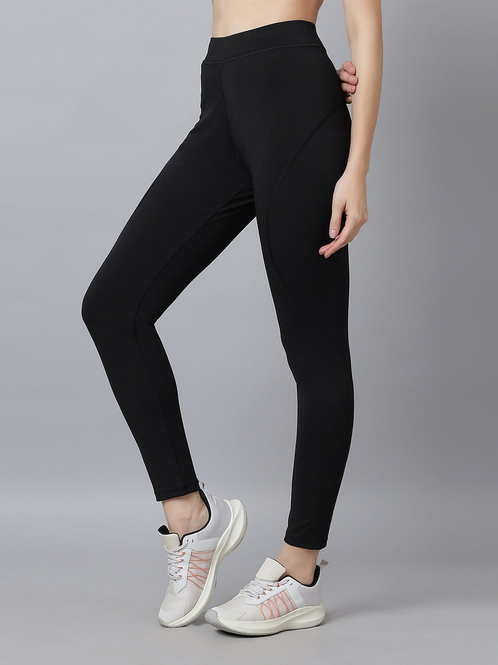 Active 002 High-Rise Yoga Leggings for Women, Flattering Fit Workout Tights with 4-Way Stretch Poly-Spandex & Mobility Gusset