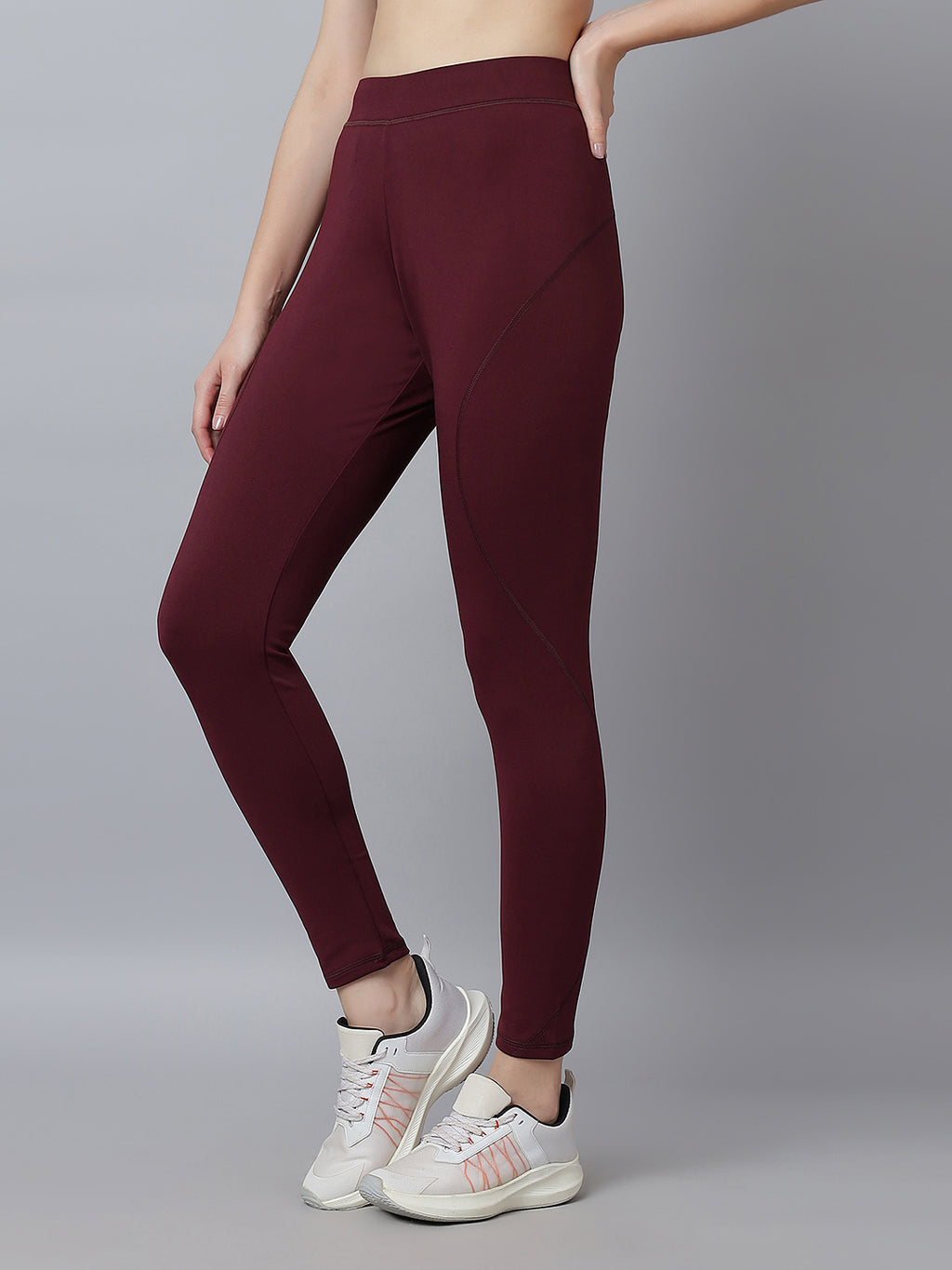 Active 002 High-Rise Yoga Leggings for Women, Flattering Fit Workout Tights with 4-Way Stretch Poly-Spandex & Mobility Gusset