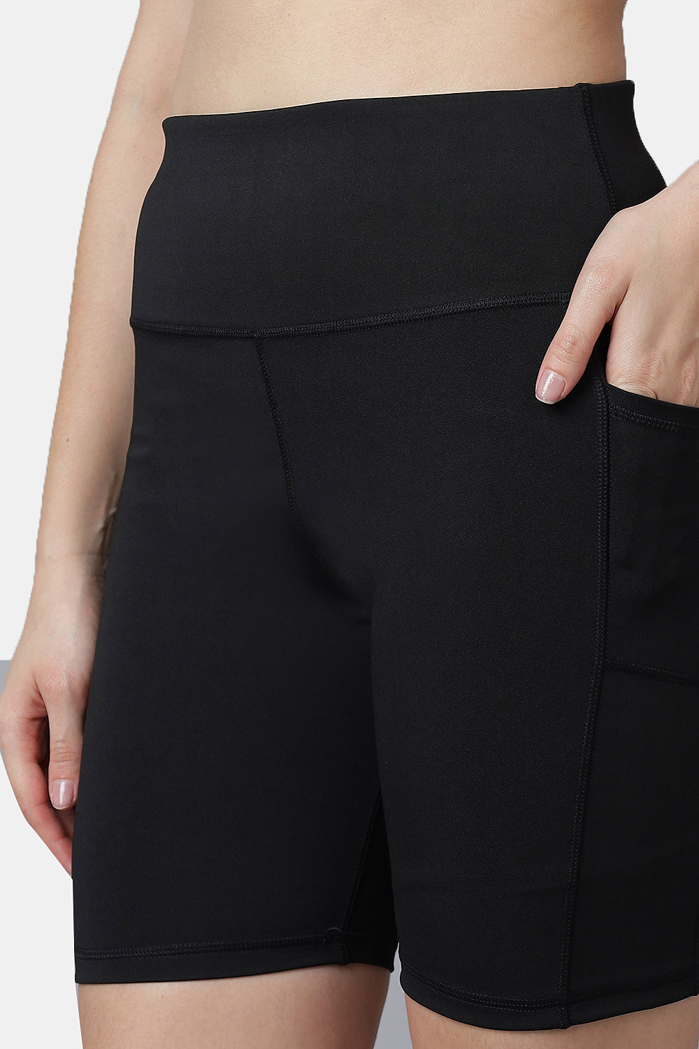 Active 003 Women’s High-Waist Gym Shorts with Pockets | Stretch Fit Above-Knee Workout Shorts