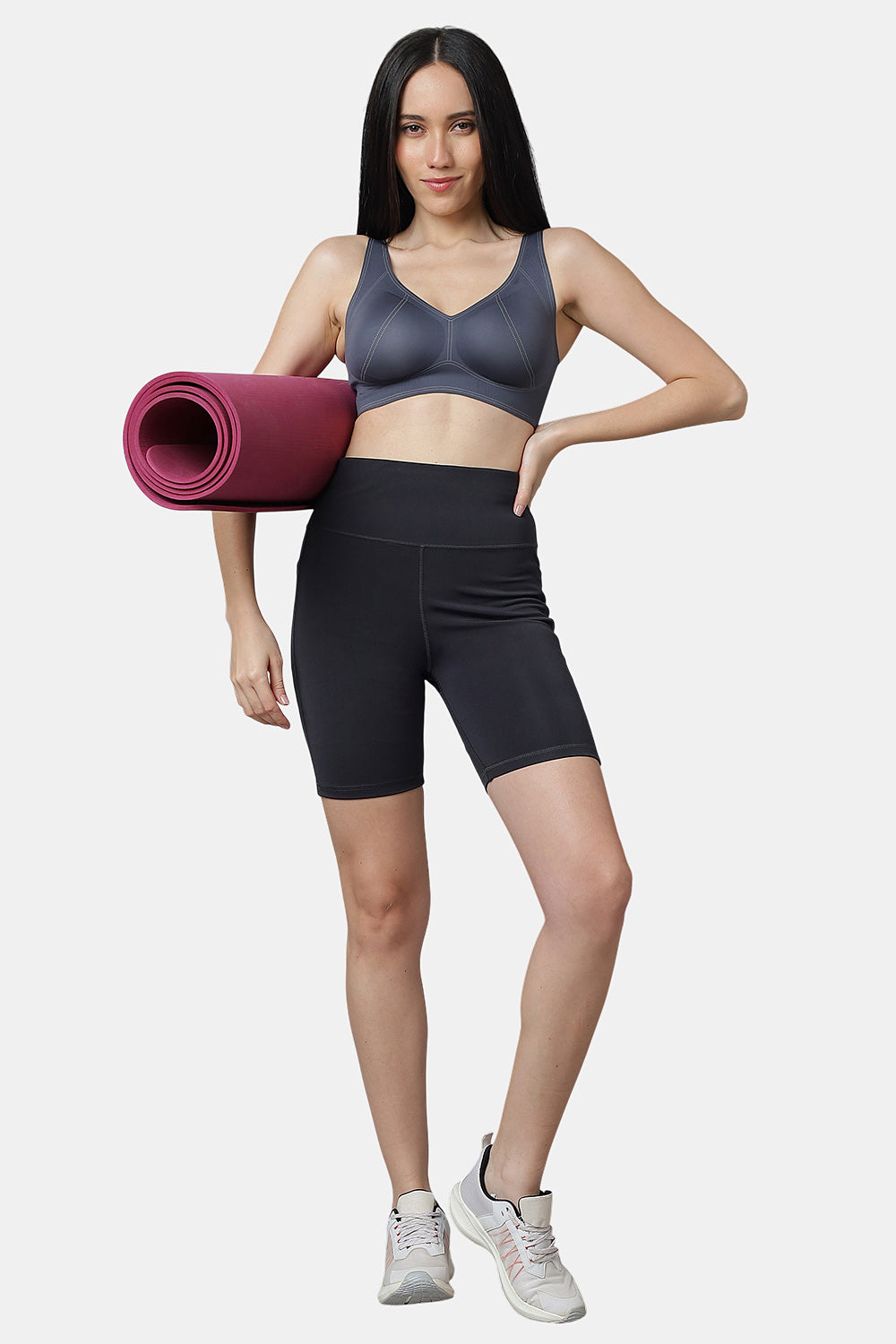 Active 003 Women’s High-Waist Gym Shorts with Pockets | Stretch Fit Above-Knee Workout Shorts