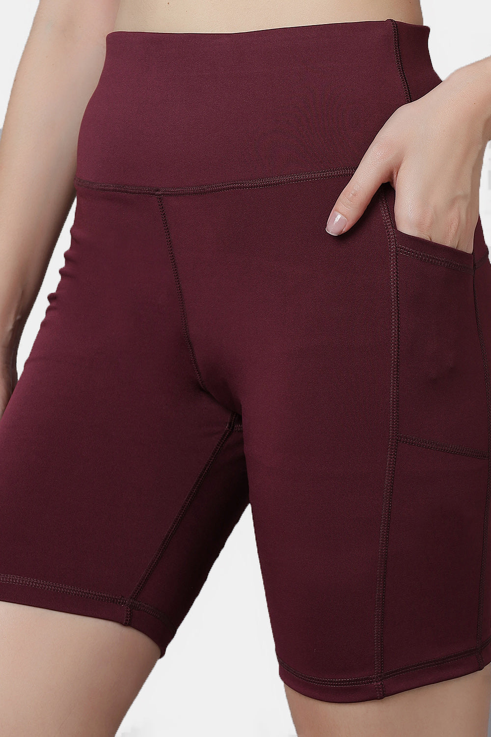 Active 003 Women’s High-Waist Gym Shorts with Pockets | Stretch Fit Above-Knee Workout Shorts