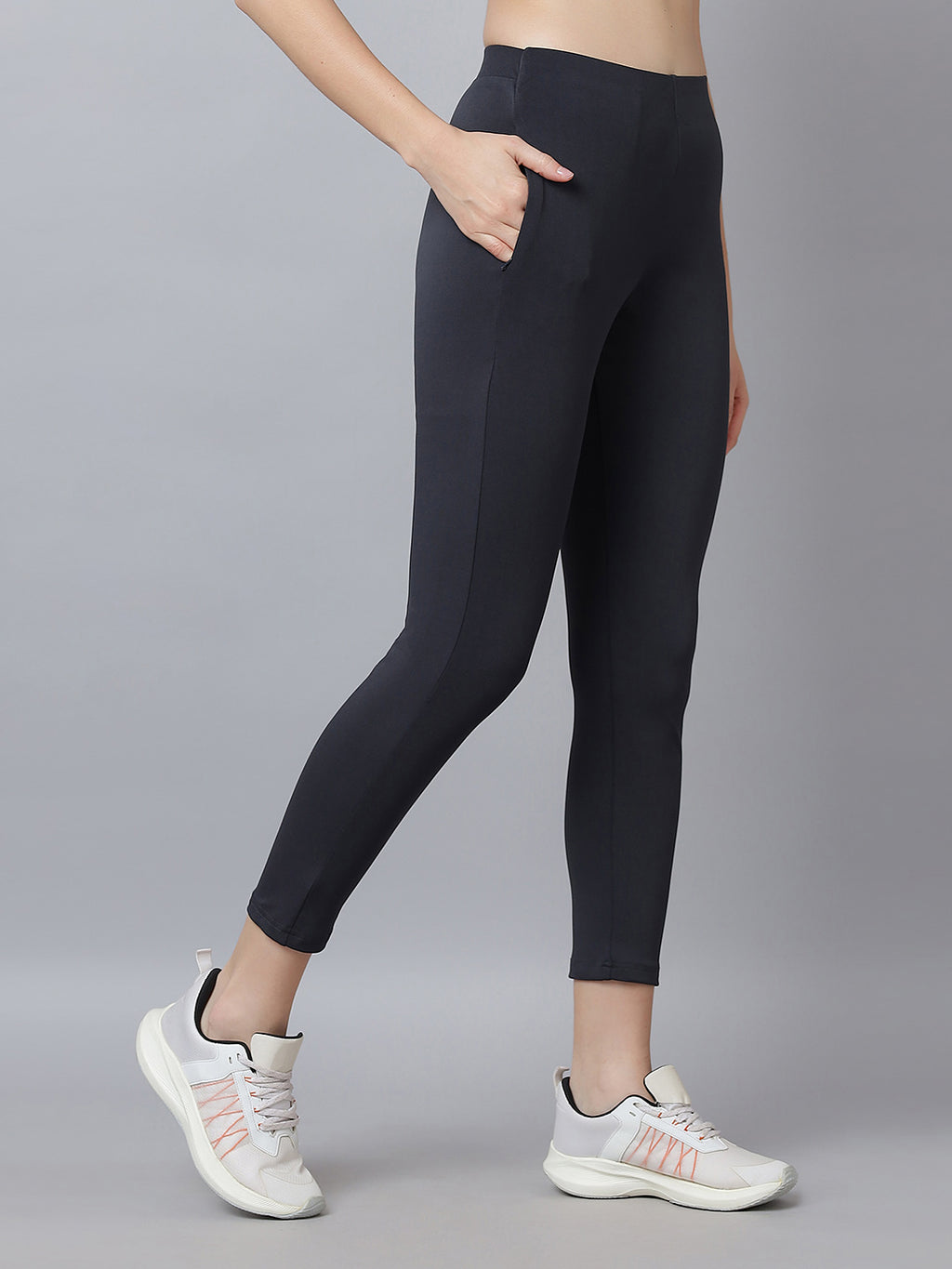 Active 004 High-Rise Yoga Leggings for Women, Flattering Fit Workout Tights with 4-Way Stretch Poly-Spandex & Mobility Gusset