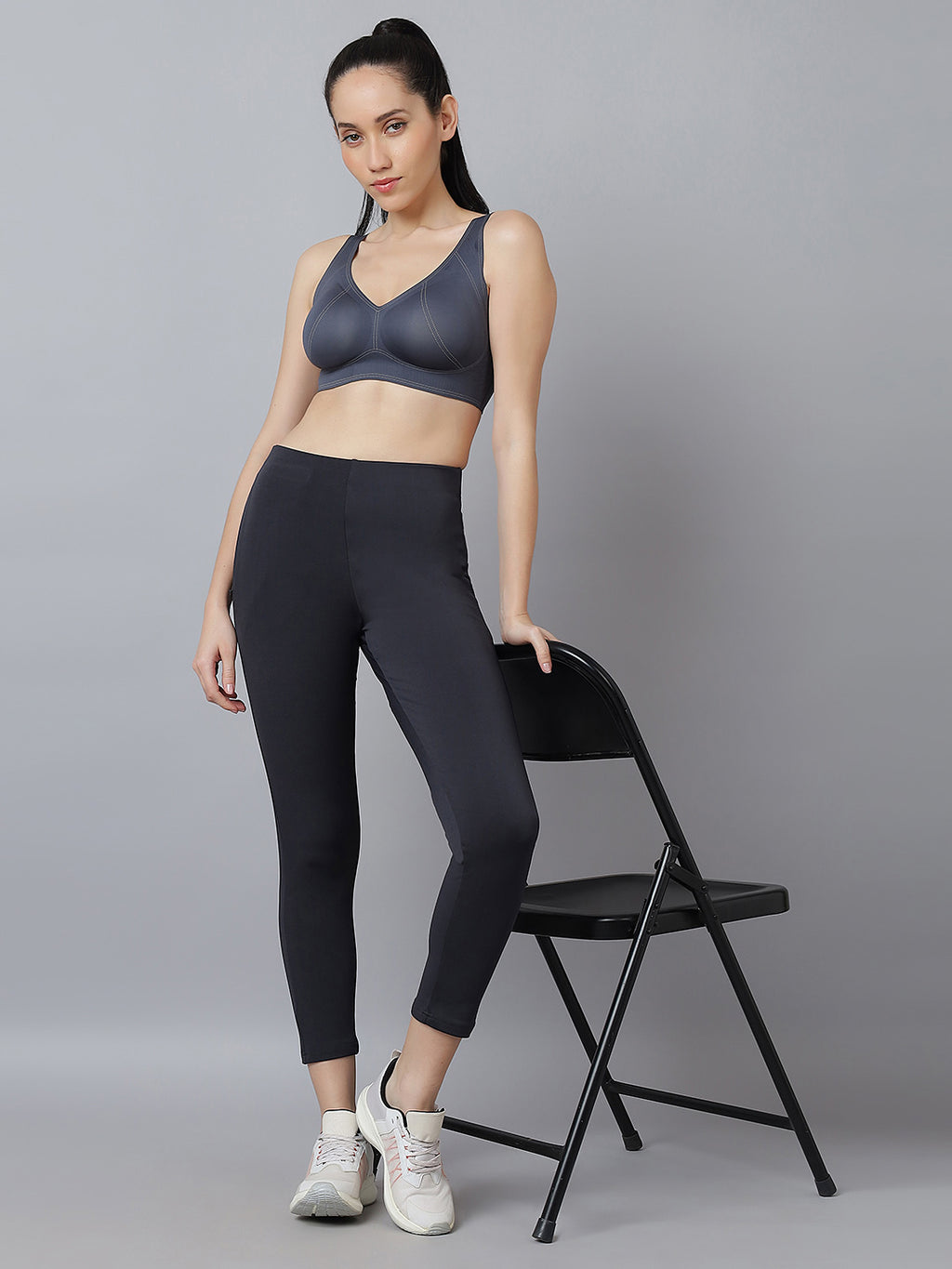 Active 004 High-Rise Yoga Leggings for Women, Flattering Fit Workout Tights with 4-Way Stretch Poly-Spandex & Mobility Gusset