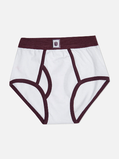 Redrose Boys Innerwear Classic Cotton Briefs – Pack of 6 | White Base with Contrast Waistbands | JR-502