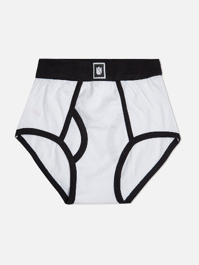 Redrose Boys Innerwear Classic Cotton Briefs – Pack of 6 | White Base with Contrast Waistbands | JR-502