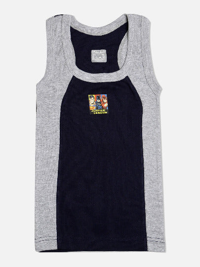 🦸 Redrose Justice League Boys Cotton Vests – Pack of 5 | Superhero Printed Colorblock Sleeveless Innerwear | VEST-1003