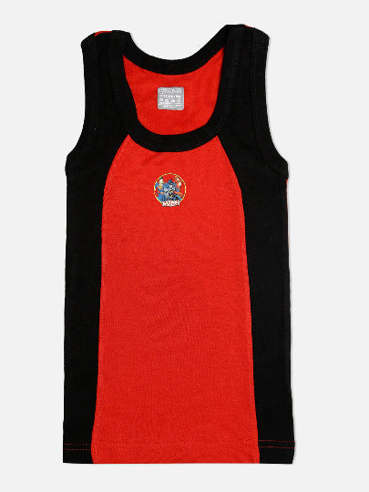 🦸 Redrose Justice League Boys Cotton Vests – Pack of 5 | Superhero Printed Colorblock Sleeveless Innerwear | VEST-1003
