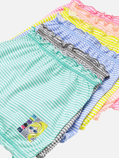 Redrose Girls Striped Cotton Bloomers – Pack of 6 | Soft, Colorful & Comfy Everyday Wear 👧 | BLM-231