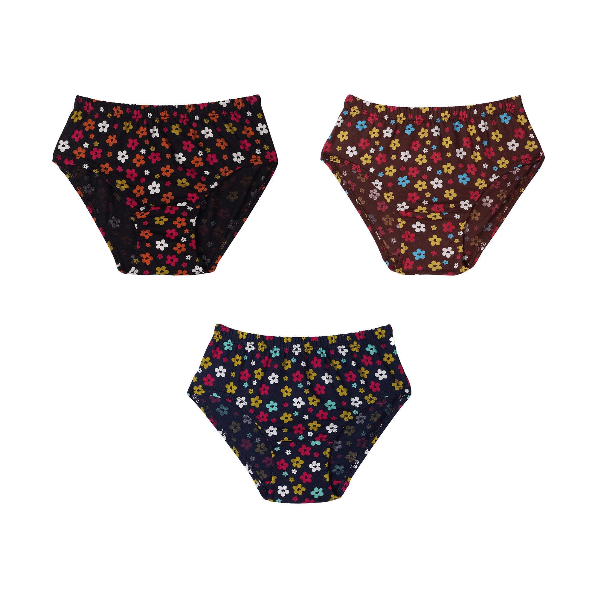 Redrose Girls' Floral Printed Briefs Pack of 6 – Soft Cotton Panties for Kids | BABY-69