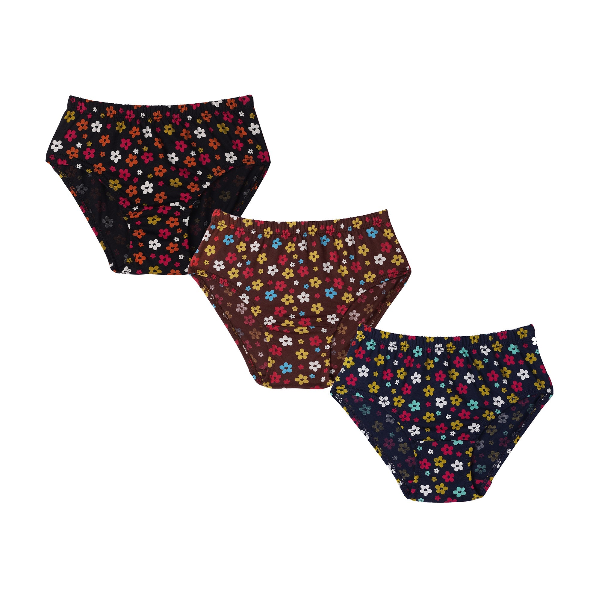 Redrose Girls' Floral Printed Briefs Pack of 6 – Soft Cotton Panties for Kids | BABY-69