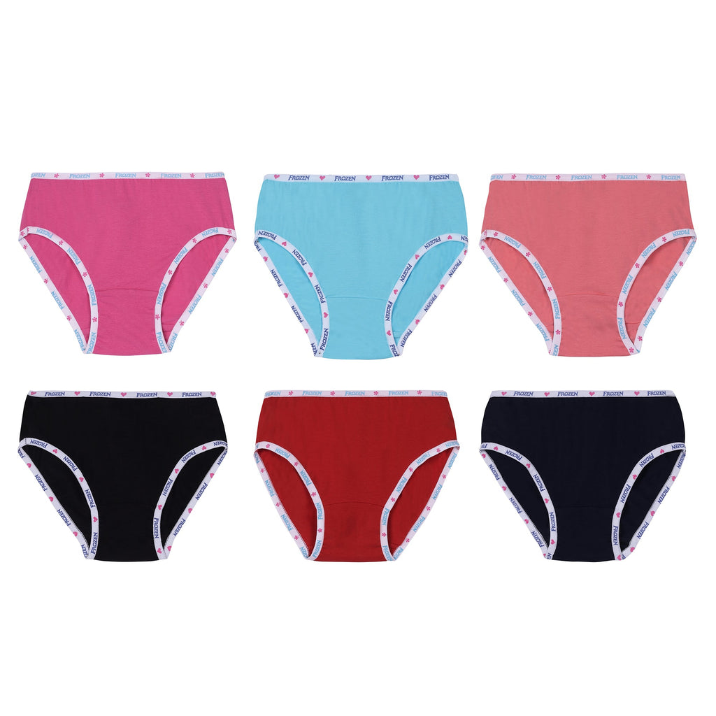 Red Rose Girls' Frozen Print Cotton Briefs – Pack of 6 – Soft & Stylish Innerwear | BABY-120